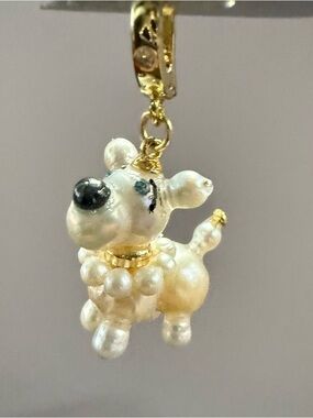 Poodle Dog Charm Baroque Freshwater Pearls + Gold Tone NWOT
